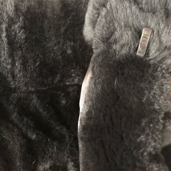 Real 100 rabbit fur jacket with real fox collar & pockets black medium - Picture 9 of 13